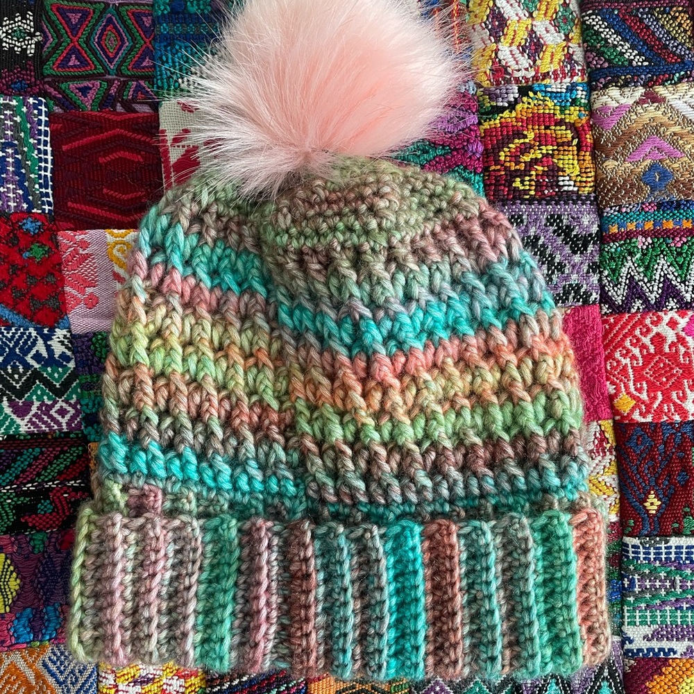 Handmade crochet hat // beanie with Pom-pom
Multicolor